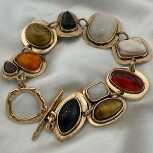 Multi Gemstone Gold and Red Stone Women's Bracelet